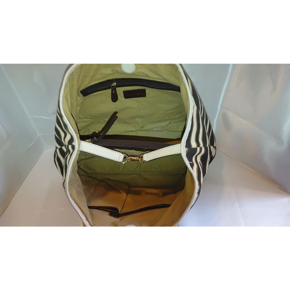 Antonio Melani Zebra Striped Canvas Tote w. Leather Trim - Picture 8 of 13